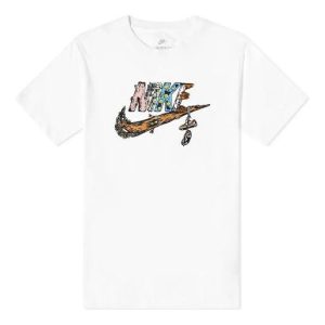 Nike Sportswear Graffiti Logo Sports Round Neck Short Sleeve Beige DM2215-133