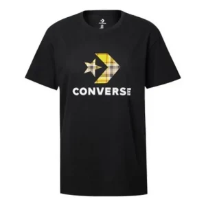 (WMNS) Converse Clash Applique T-Shirts Asia Sizing 'Black' 10020874-A02
