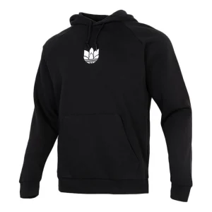 adidas originals 3d Trefoil Hood Logo Printing Fleece Lined Stay Warm Sports Black GN3555