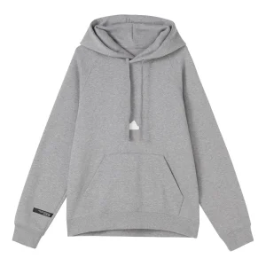 Men's adidas Solid Color Logo Hooded Loose Long Sleeves Gray HN1950