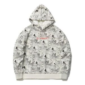 (WMNS) Li-Ning x Disney Crossover Mickey Mouse Full Print Pullover Hoodie 'White' AWDR494-3