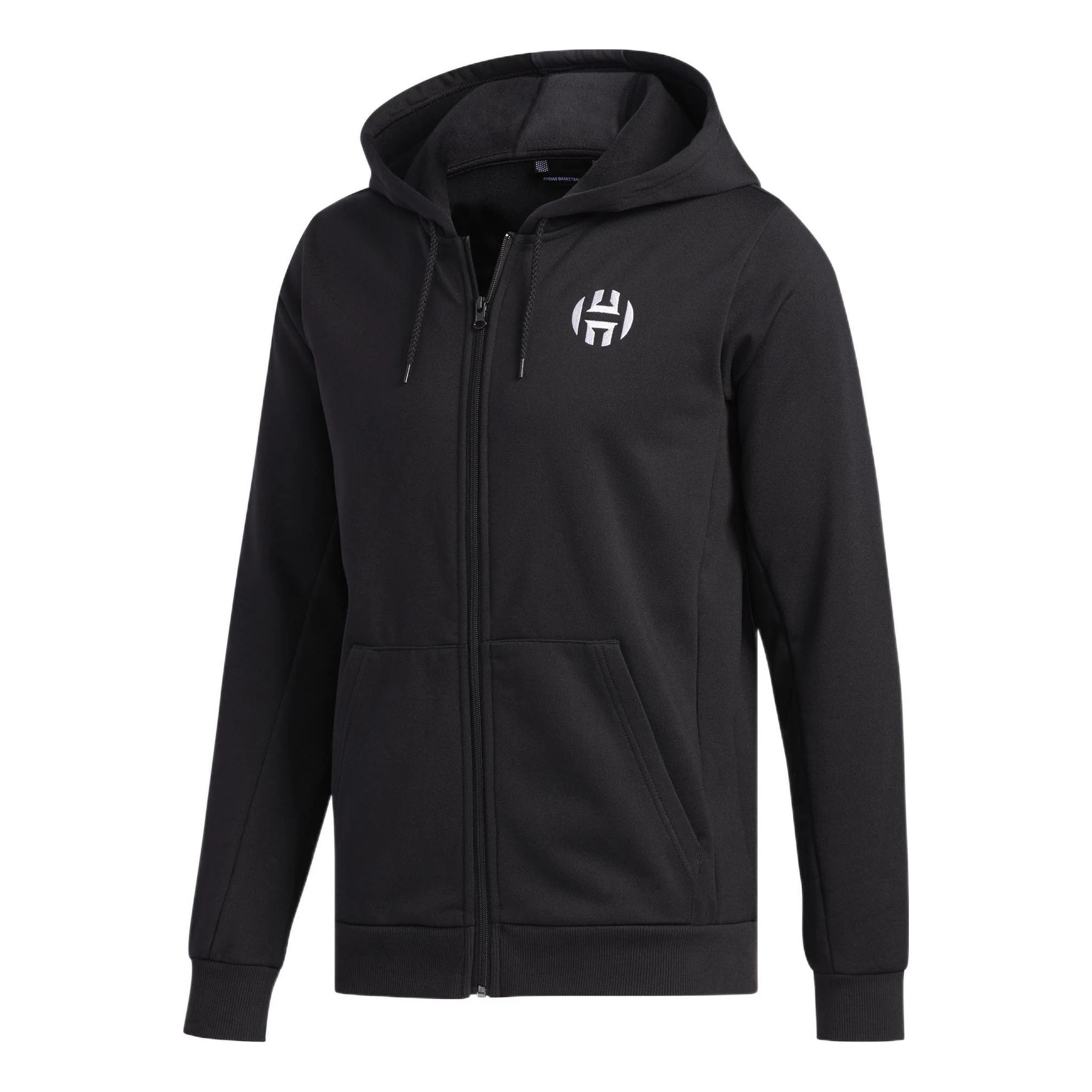 Men's adidas Logo Printing Sports Basketball Hooded Zipper Jacket Black DX6795