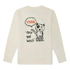Vans Funny Pattern Pullover Round Neck Sports Couple Style Creamy White VN0A5H76FS8