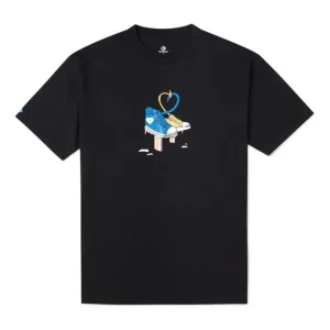 Men's Converse Printing Casual Breathable Short Sleeve Black 10023156-A01