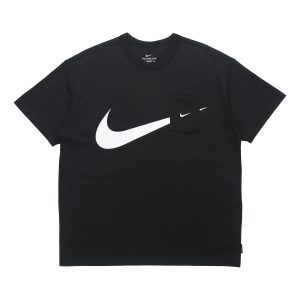 Nike Sportswear Swoosh Casual Sports Round Neck Logo Pocket Short Sleeve Black DJ4134-010