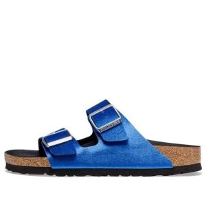 (WMNS) Birkenstock Arizona Rivet Logo Velvet Narrow Fit 'Blue' 1025505