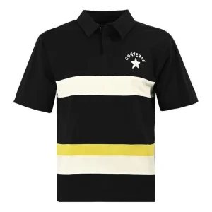 Converse Colorblock Logo Polo Shirt Asia Sizing 'Black White' 10024880-A02