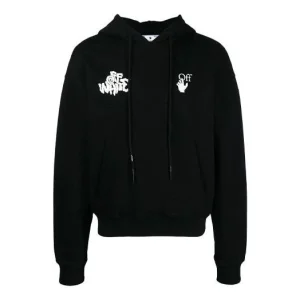 Off-White SS21 Red Tongue Out Over Logo Printing Pullover Loose Fit Black OMBB037S21FLE0061001