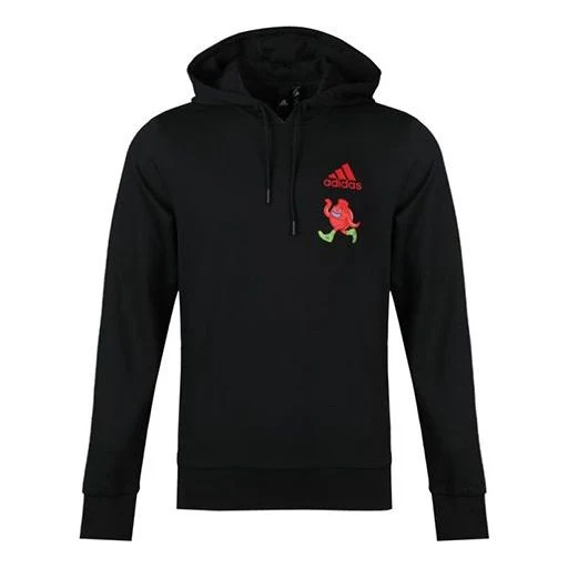adidas Isc Gfx Swt I Embroidered Printing hooded Knit Sports Pullover Black FP7995