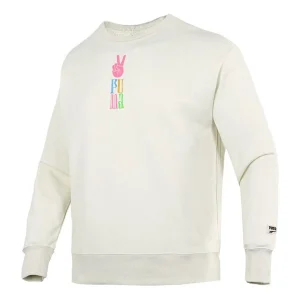 PUMA Funny Logo Printing Sports Training Knit Pullover White 533037-73