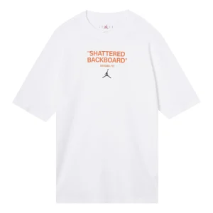Men's Air Jordan Alphabet Pattern Round Neck Short Sleeve White T-Shirt DV9727-100