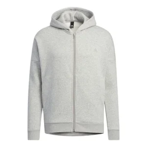 adidas Solid Color Minimalistic Alphabet Printing Zipper Cardigan Jacket Gray HM2683