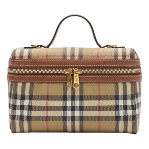 (WMNS) Burberry Check Vanity Bag 'Archive Beige Briar Brown' 81205251