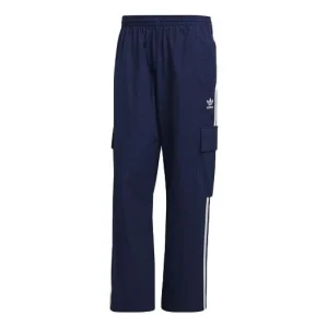 Men's adidas originals Logo Stripe Elastic Waistband Sports Cargo Autumn Blue Pants H09119