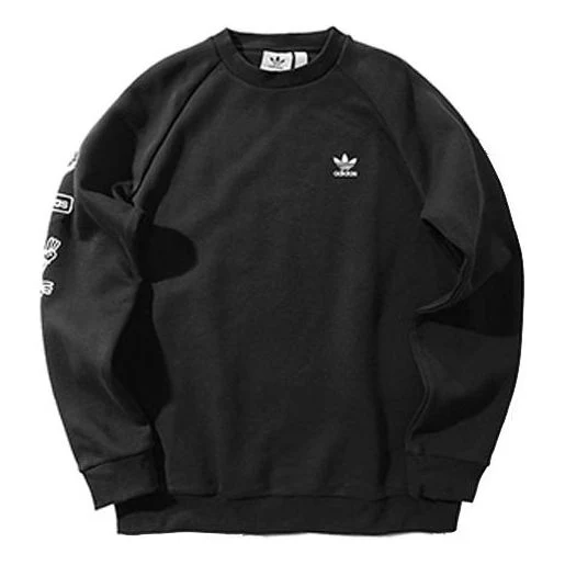 adidas originals Graphic Crew logo Printing Casual Sports Round Neck Pullover Black DP8576