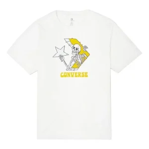 Men's Converse Skeleton Printing Knit Round Neck Short Sleeve White 10022195-A01