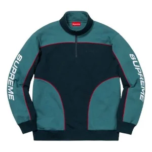 Supreme FW18 Speedway Half Zip Sweatshirt Navy/Dark Teal SUP-FW18-128