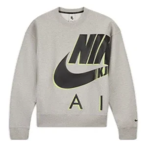 Nike Air x Kim Jones Logo Print Velvet Crew Neck Sweater Unisex Grey Gray DD0693-050