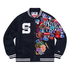 Supreme x New Era x MLB Varsity Jacket 'Black Multi-Color' SUP-SS20-573