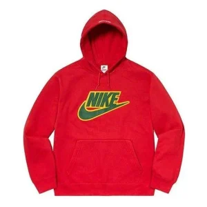 Supreme FW19 Week 14 X Nike Leather Appliqu Hooded Sweatshirt 'Red' SUP-FW19-10722