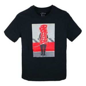 Nike Sportswear Shoe Printing Round Neck Casual Sports Short Sleeve Black BQ0069-010