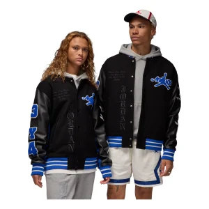 Air Jordan x Awake NY Varsity Jacket 'Black Game Royal' FQ5439-010