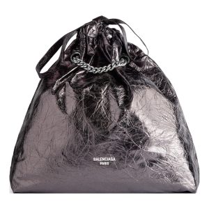 (WMNS) Balenciaga Crush Medium Tote Bag Metallized 'Grey' 7429412AATG1314