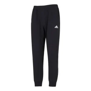 Men's adidas Solid Color Logo Knit Casual Bundle Feet Sports Pants/Trousers/Joggers Black HI3280