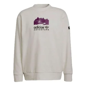 Men's adidas originals Casual Sports Round Neck Pullover Creamy White H09108