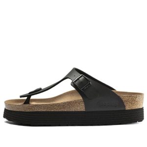(WMNS) Birkenstock Gizeh Platform Vegan Birko-Flor 'Black' 1018546