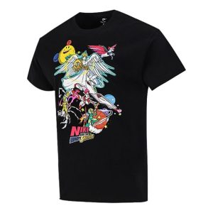 Men's Nike Sports Running Casual Printing Round Neck Short Sleeve Black T-Shirt DM7917-010