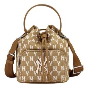 MLB Retro Full Print Series NY New York Yankees Drawstring Shoulder Messenger Bag Khaki 32BG34111-50B