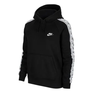 (WMNS) Nike Club Woven Allover Print Hoodie 'Black' CU9262-010