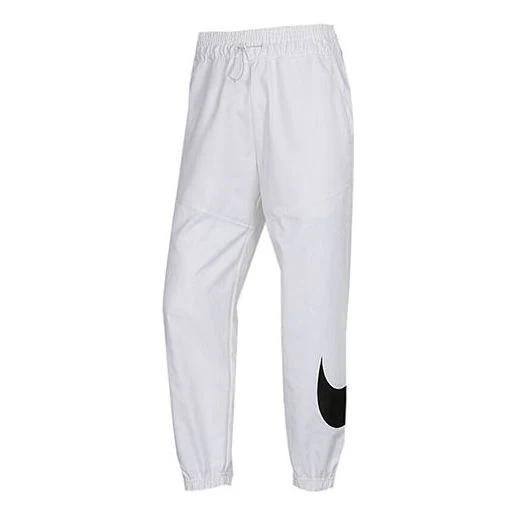 (WMNS) Nike Sportswear Swoosh Logo Printing Woven Sports Trousers White CJ3777-100