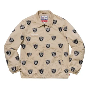 Supreme SS19 x NFL x Raiders x 47 Embroidered Harrington Jacket Crossover Full Print logo Unisex Khaki SUP-SS19-864