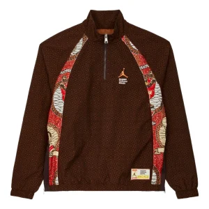 Air Jordan x Maison Chateau Rouge Crossover Printing Splicing Half Zipper Stand Collar Jacket US Edition Light Yellow DO4092-226