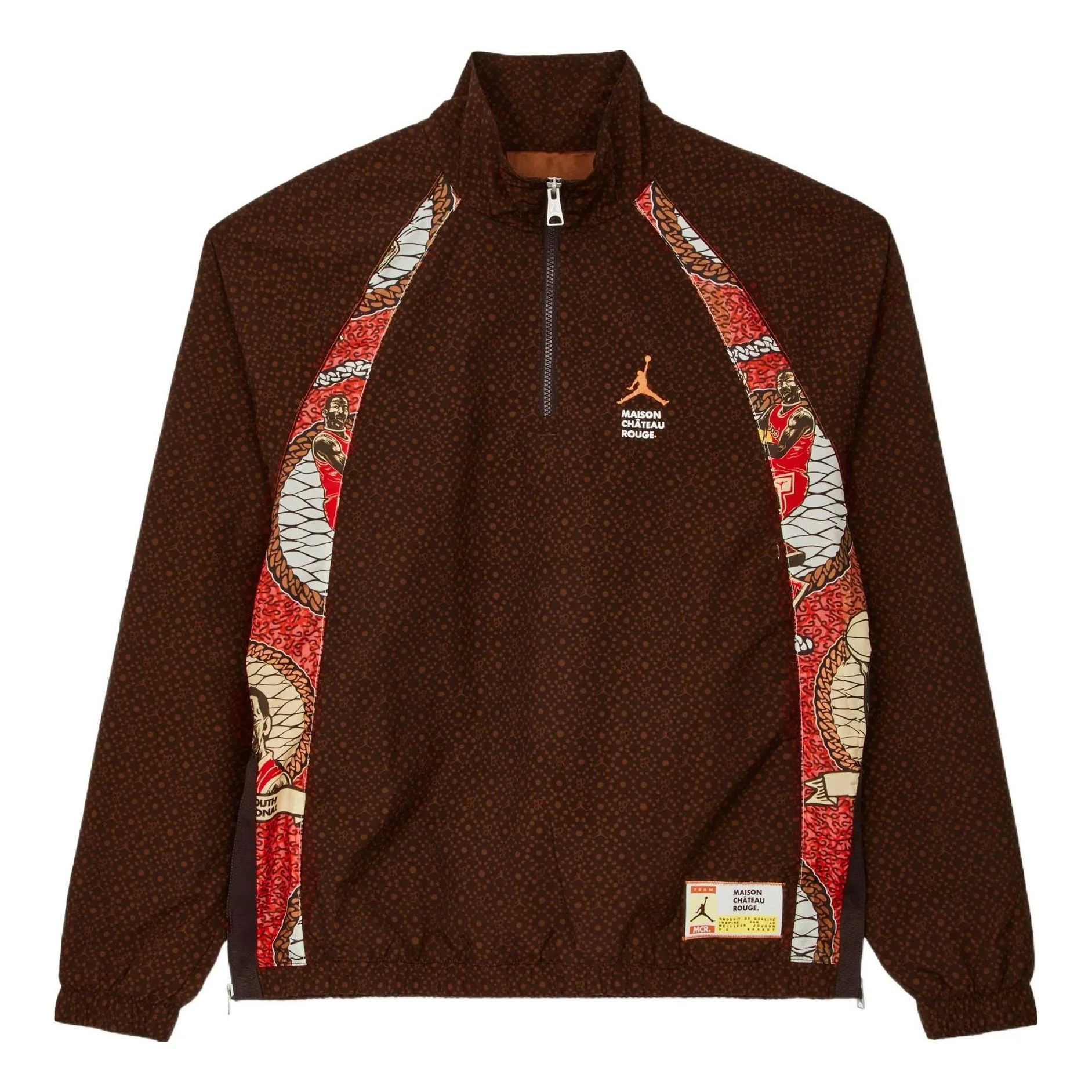 Air Jordan x Maison Chateau Rouge Crossover Printing Splicing Half Zipper Stand Collar Jacket US Edition Light Yellow DO4092-226