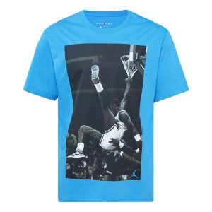 Air Jordan Hangtime Photo Printing Short Sleeve Blue AQ3709-433