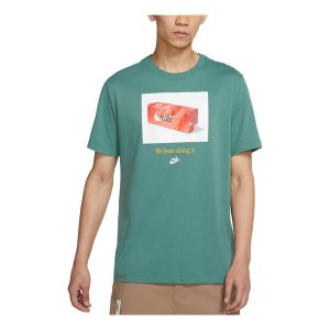 Men's Nike Sportswear Shoes Box Printing Sports Short Sleeve Malachite Green T-Shirt DJ1390-361