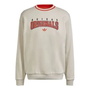 Men's adidas originals Casual Sports Round Neck Long Sleeves Creamy White HF9225