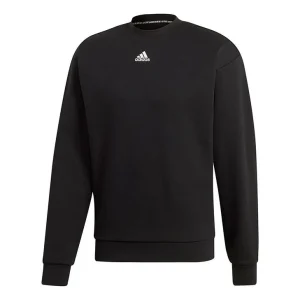 adidas M Mh 3s Crew Casual Sports Solid Color Round Neck Black DX7654