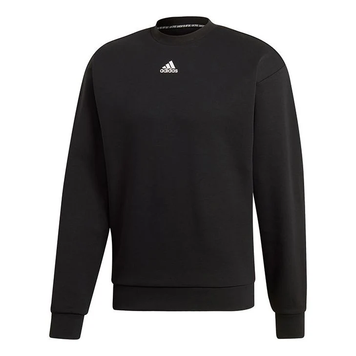 adidas M Mh 3s Crew Casual Sports Solid Color Round Neck Black DX7654