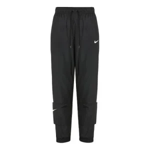 (WMNS) Nike Nsw Stmnt Wvns Pant Running Training Colorblock Knit Sports Pants/Trousers/Joggers Autumn Black DC0041-010