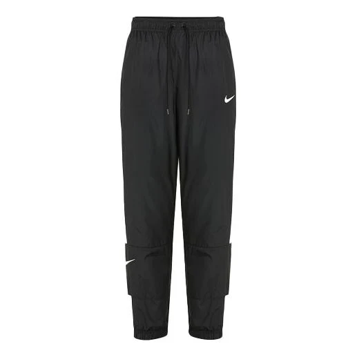 (WMNS) Nike Nsw Stmnt Wvns Pant Running Training Colorblock Knit Sports Pants/Trousers/Joggers Autumn Black DC0041-010