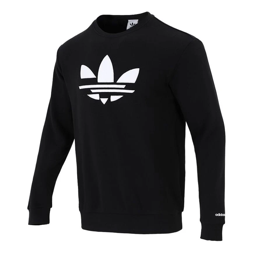 Men's adidas originals Logo Printing Sports Round Neck Pullover Black H37731