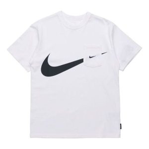 Nike Sportswear Swoosh Casual Sports Round Neck Logo Pocket Short Sleeve White DJ4134-100