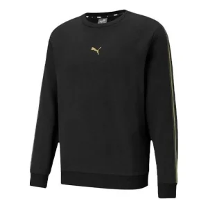 PUMA Logo Solid Color Fleece Lined Casual Round Neck Black 587665-01