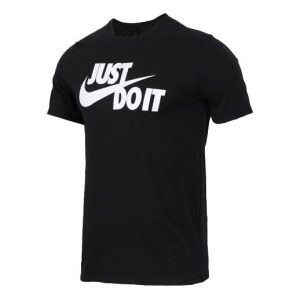Nike Just Do It Letter Printing Sports Round Collar Male Black 891864-010