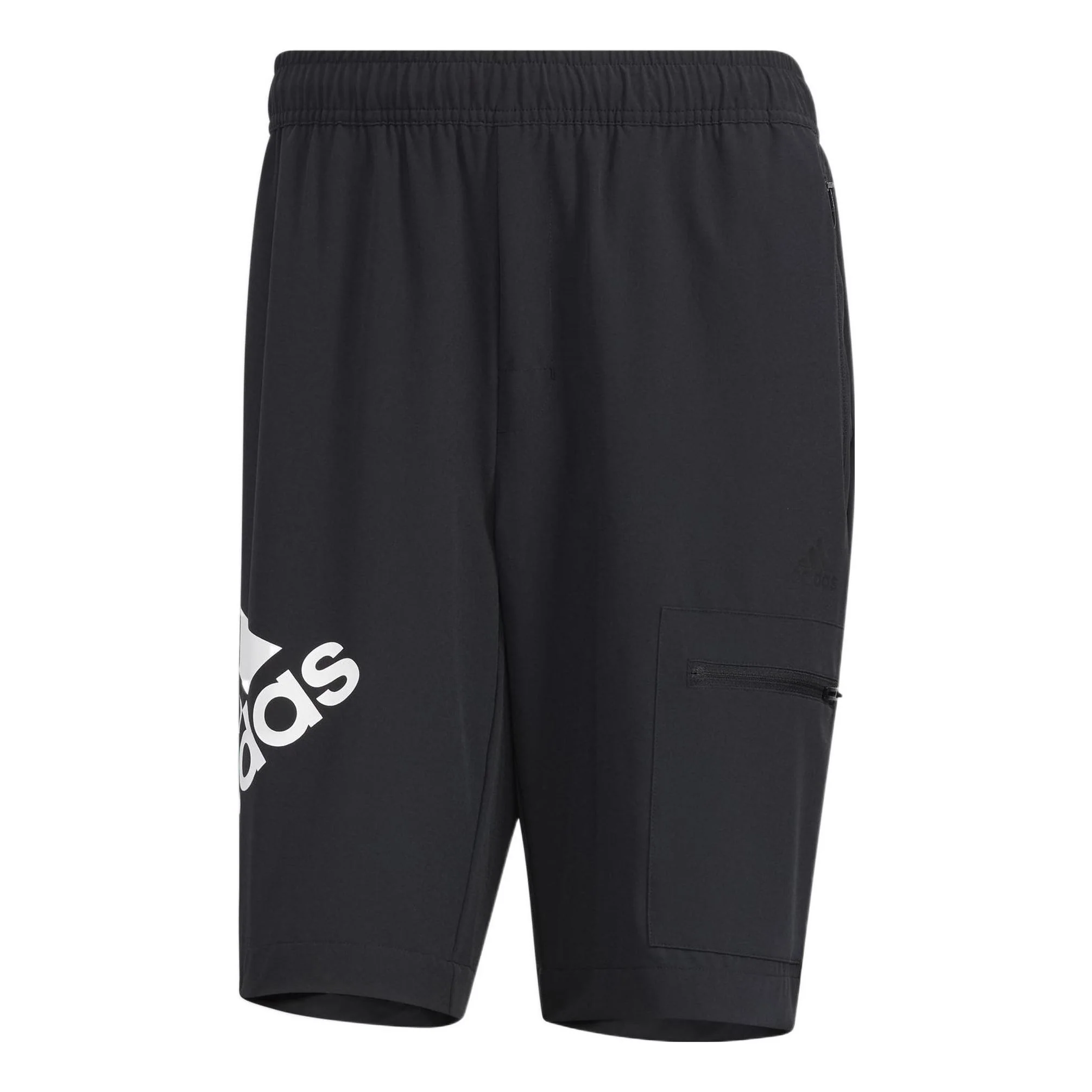Men's adidas Solid Color Alphabet Logo Straight Sports Shorts Black HE7417