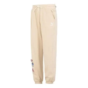 PUMA Team Badge Sweatpants 'Beige' 677378-67